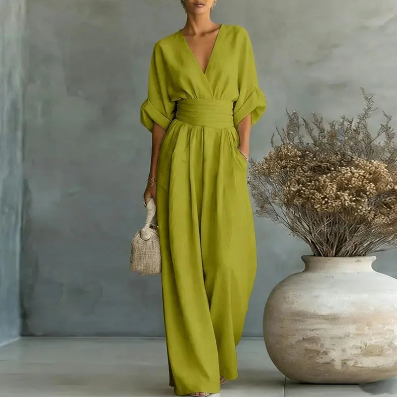 Dame Jumpsuit med Ærmer - Grøn