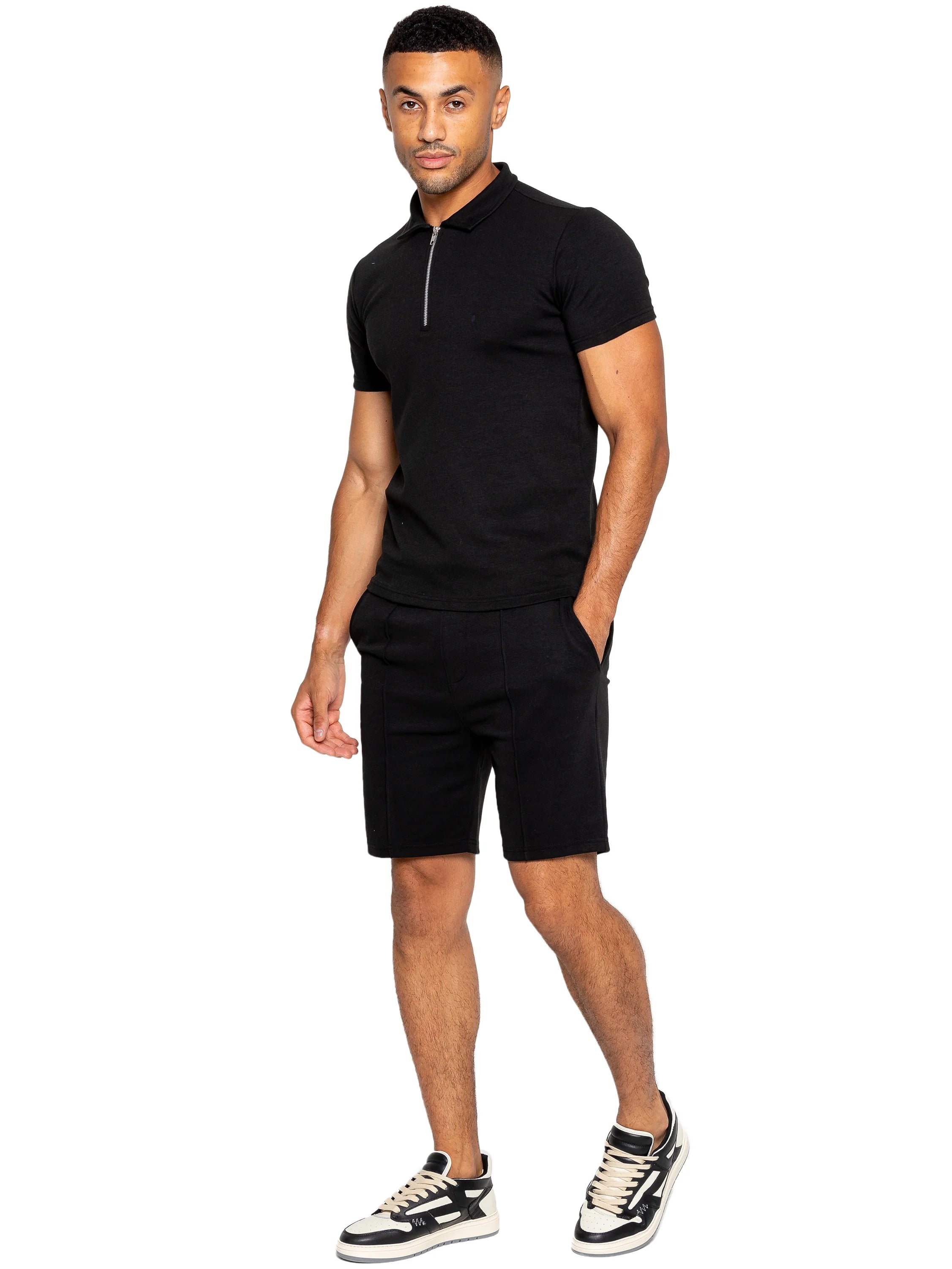 Herre Sæt med Polo med Lynlås og Shorts