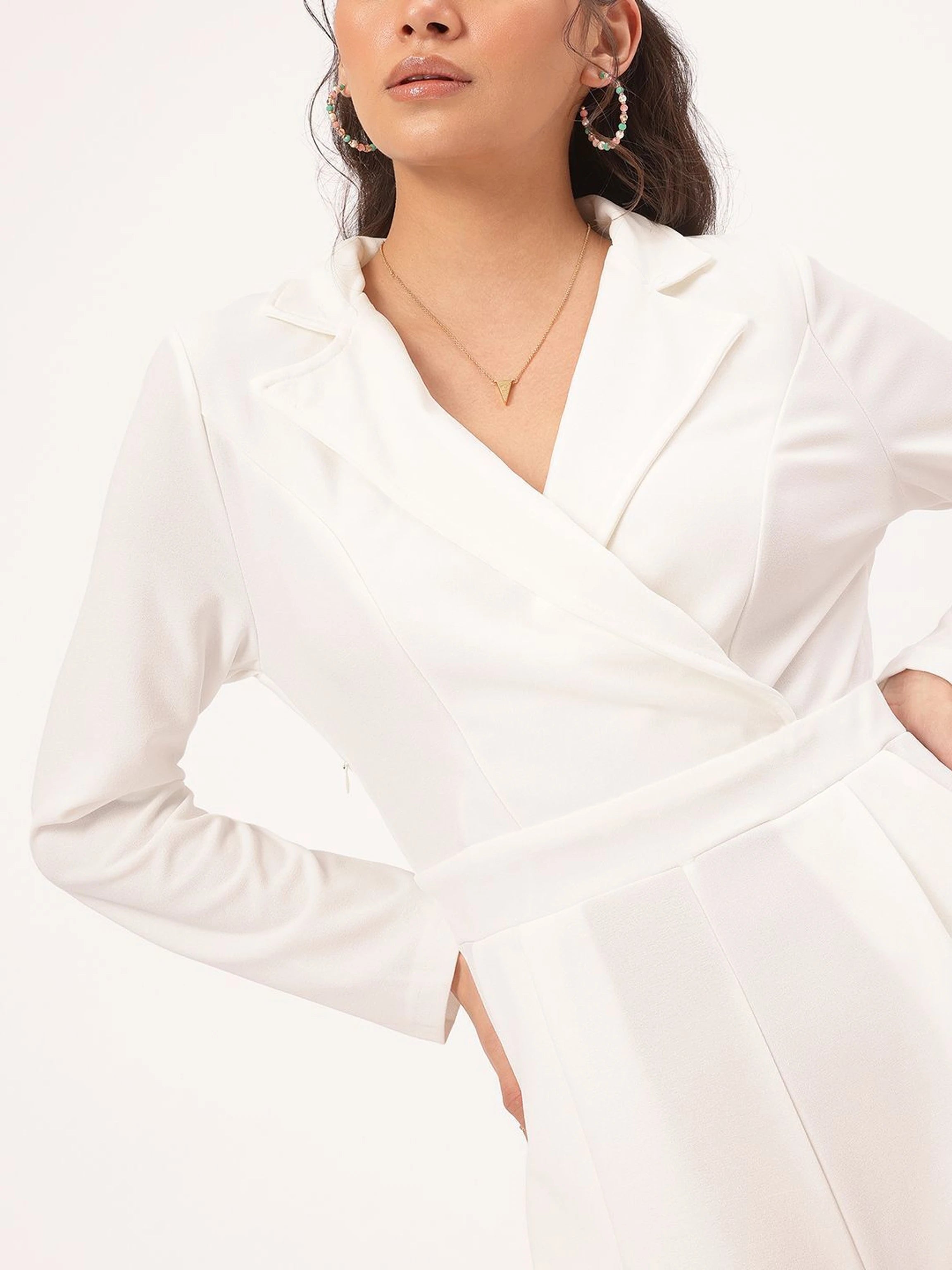 Dame Jumpsuit med Lange Ærmer og V-Hals