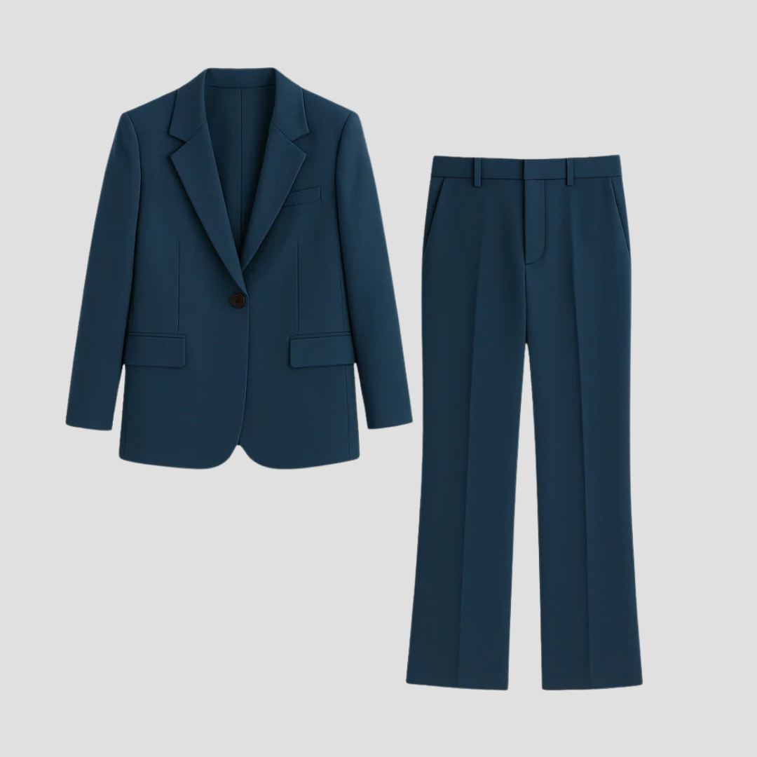 Dame Sæt med Blazer og Bukser med Reverskrave