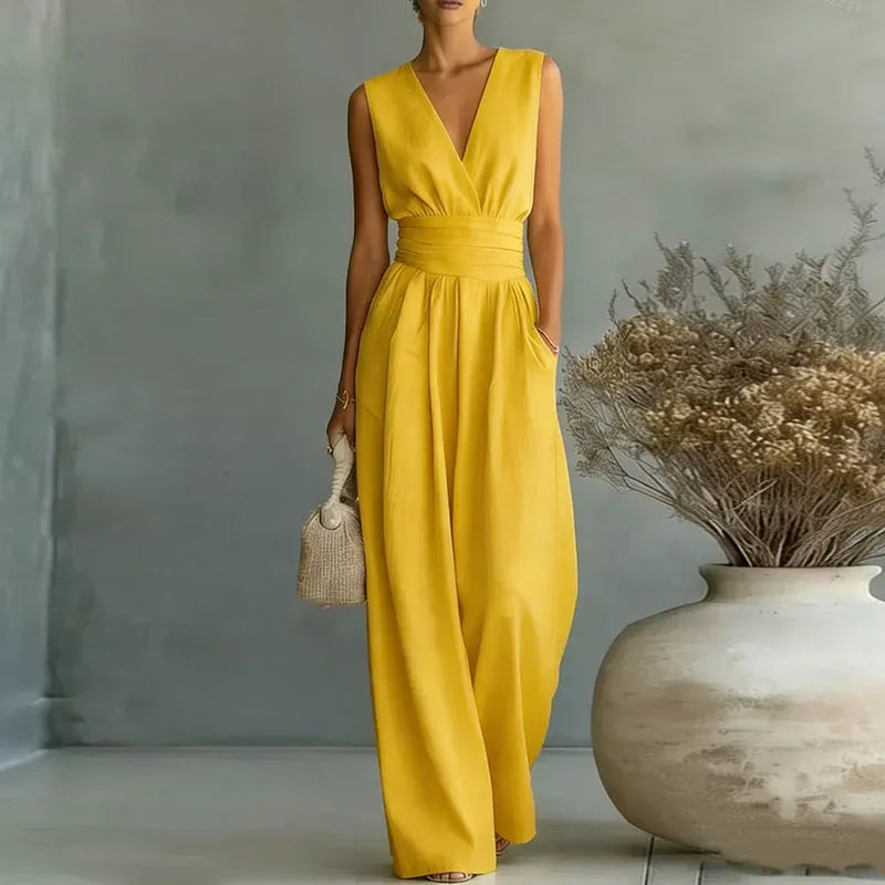 Dame Jumpsuit uden Ærmer - Gul