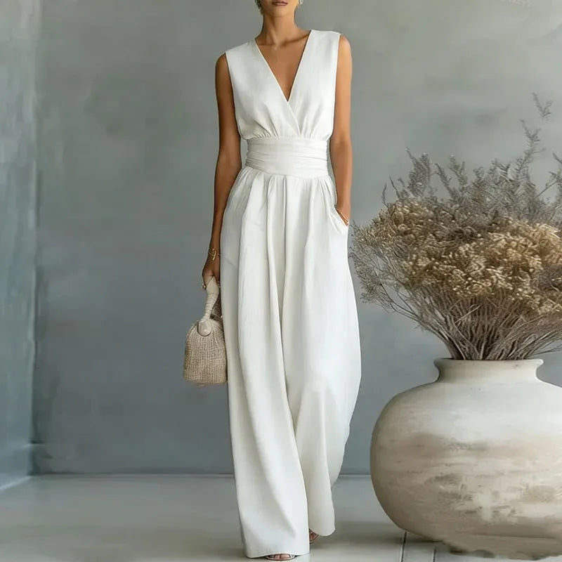 Dame Jumpsuit uden Ærmer - Hvid