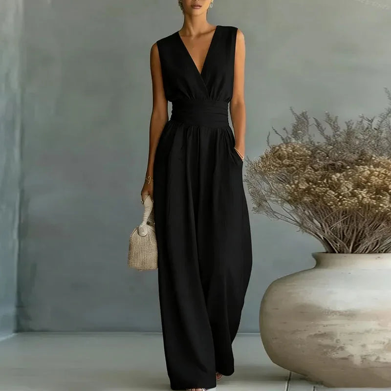 Dame Jumpsuit uden Ærmer - Sort