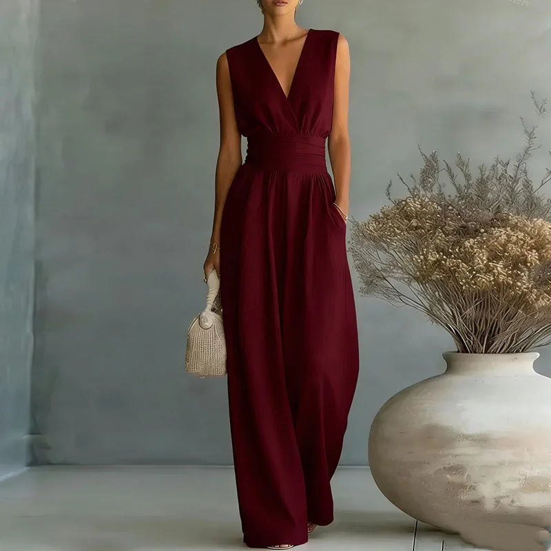 Dame Jumpsuit uden Ærmer - Bordeaux