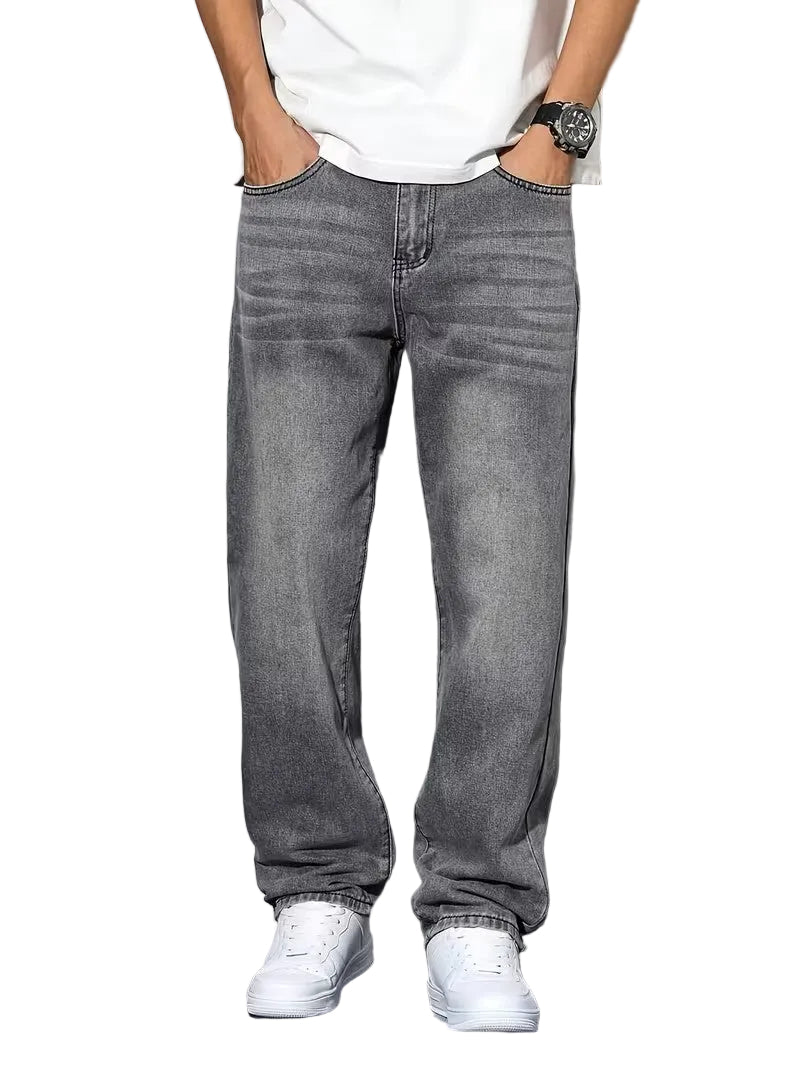 Herre Jeans med Lige Ben og Vasket Finish