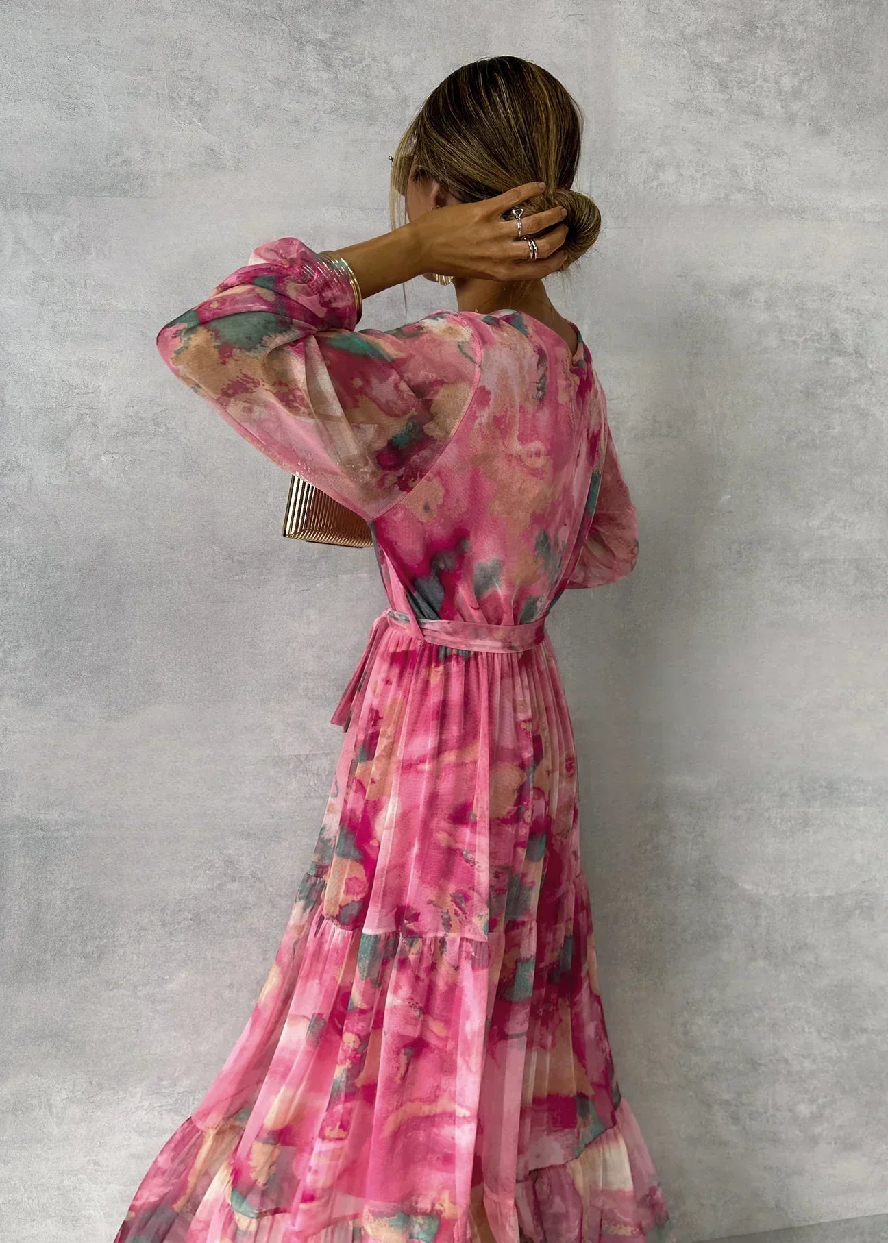 Kvinders Blomstermønstret Maxi Wrap Kjole