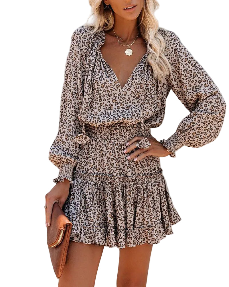 Kvinders Leopardmønstret Mini Kjole