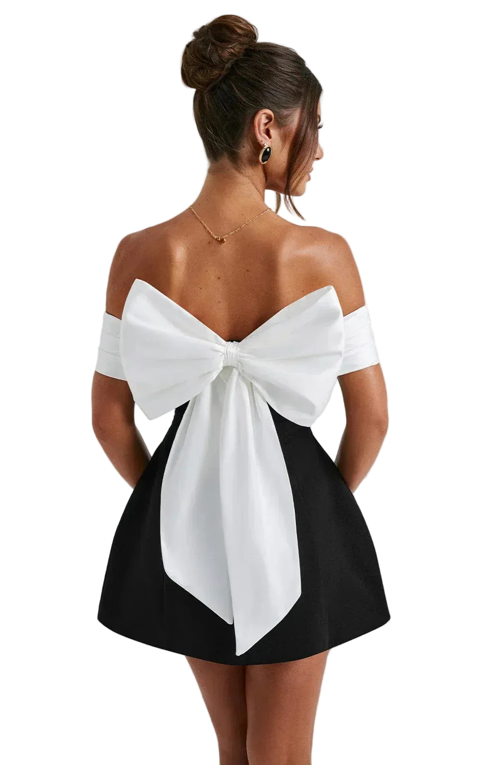 Kvinders Off Shoulder Mini Kjole med Sløjfedetalje