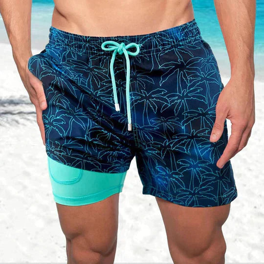 Herre Badeshorts 2-i-1 - Havpalme