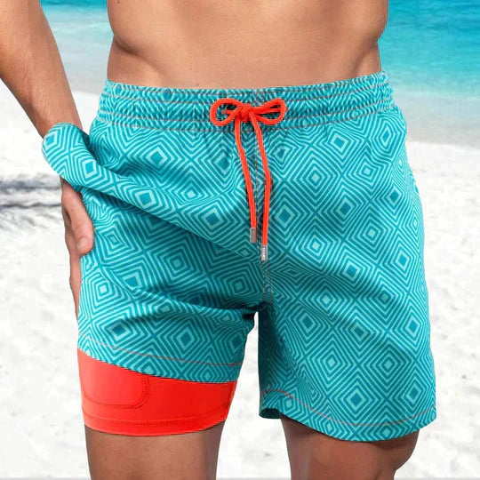 Herre Badeshorts 2-i-1 - Koralrev