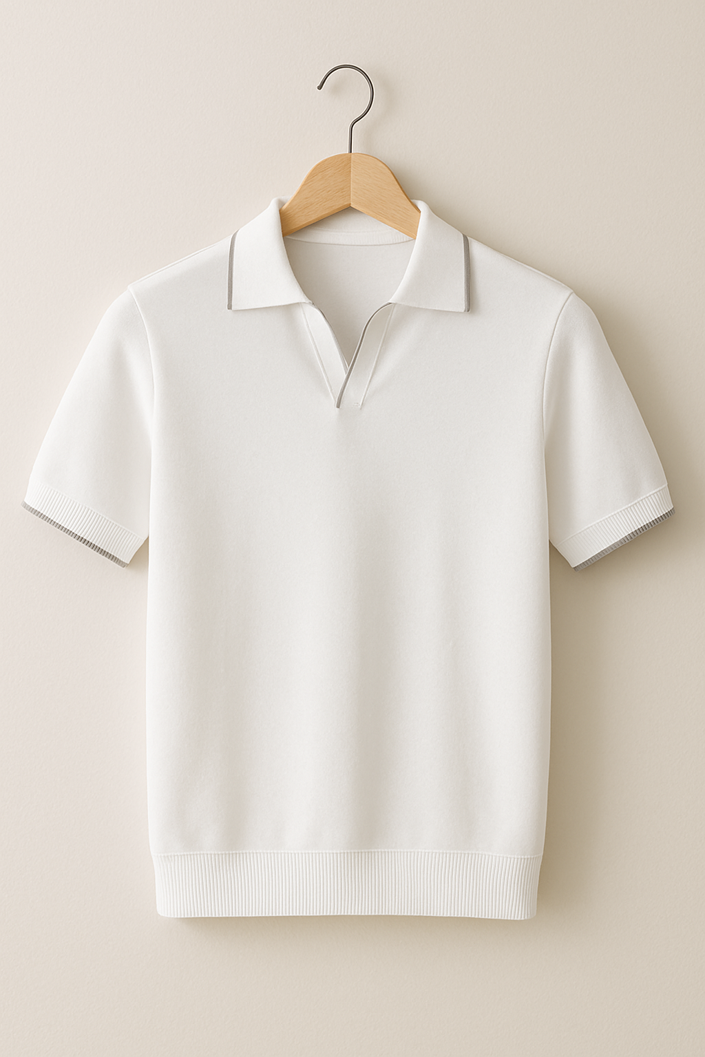 Herre Kortærmet Poloshirt med Kontrastkant og Knaplukning