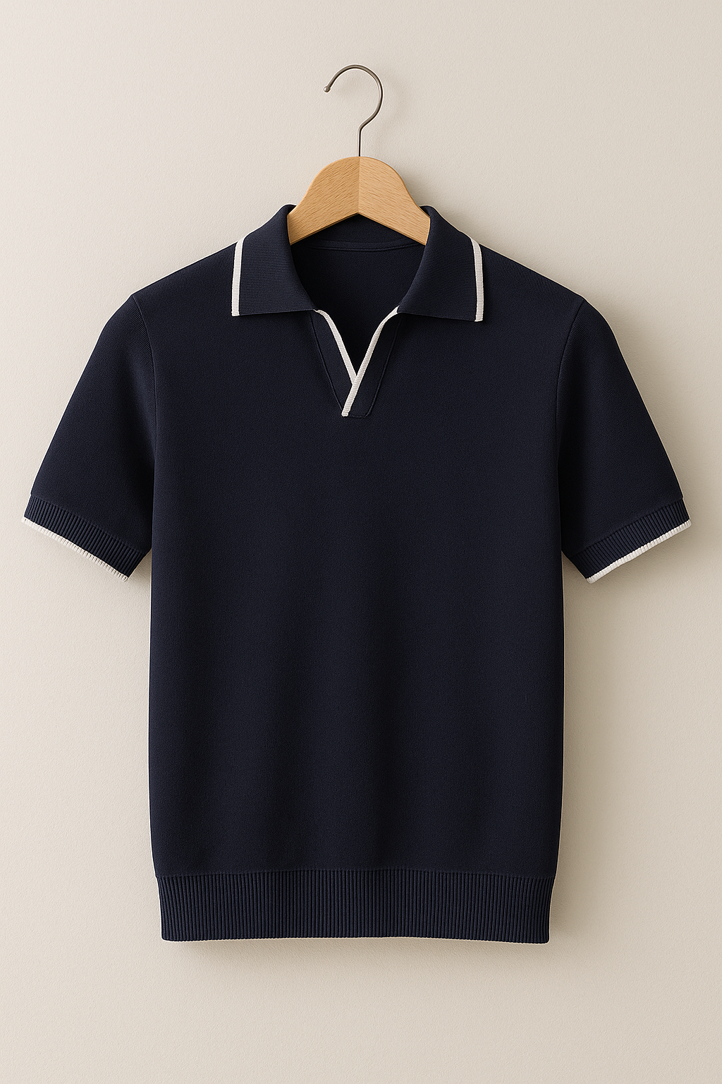 Herre Kortærmet Poloshirt med Kontrastkant og Knaplukning