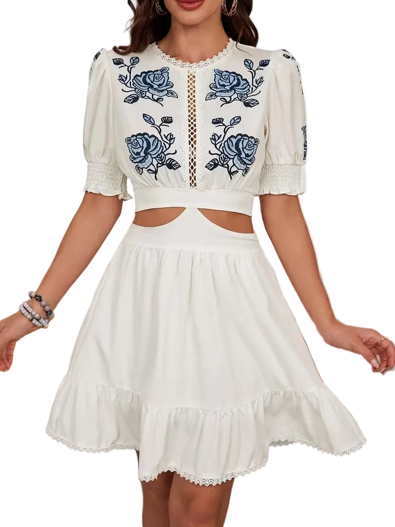 Kvindernes Mini Kjole Med Puffærmer